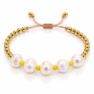 Pulsera blanca y amarilla ajustable
