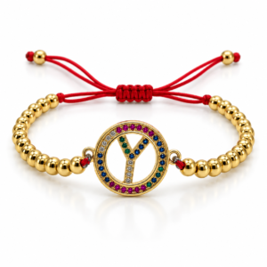 Pulsera roja con medallón de inicial Y