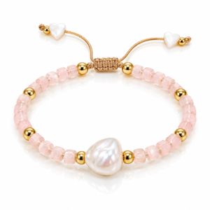 Pulsera rosa claro con centro blanco irregular