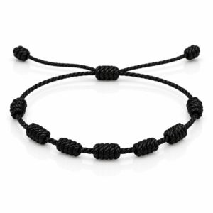 Pulsera negra con nudos decorativos