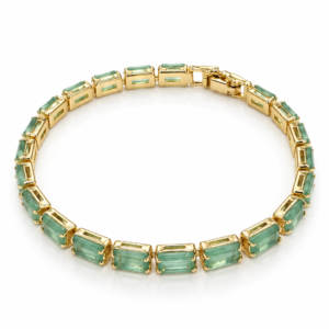 Pulsera dorada de rectángulos verde claro