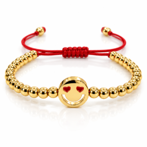 Pulsera roja con sonrisa de ojos de corazón