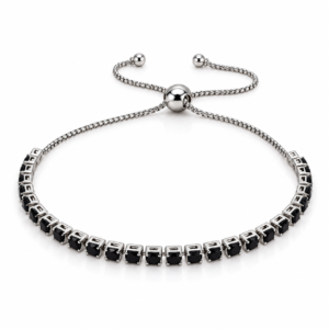 Pulsera plateada de detalles negros ajustable