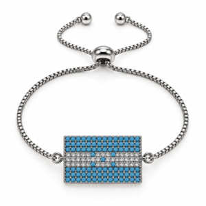 Pulsera plateada con bandera celeste