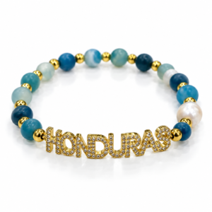 Pulsera azul y blanca con letras Honduras