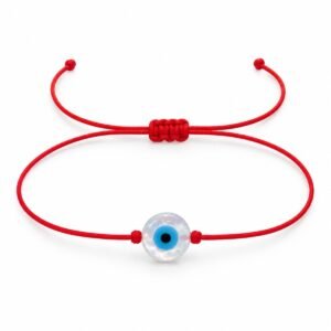 Pulsera roja ajustable con ojo turco azul
