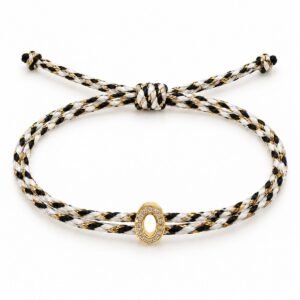 Pulsera Trenzada Ajustable con Inicial O Dorada y Circonias