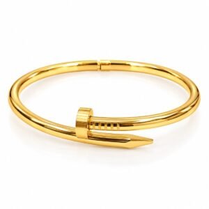 Pulsera rígida dorada diseño clavo liso
