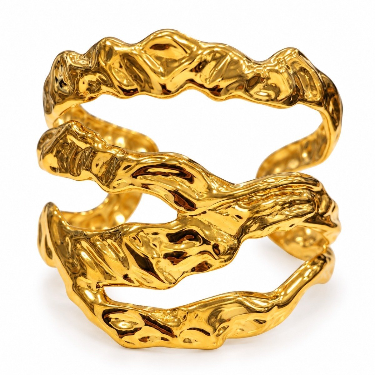 Brazalete dorado de diseño ondulado