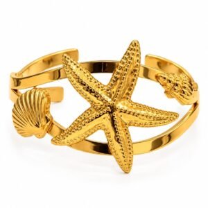 Brazalete dorado de estrella de mar y conchas